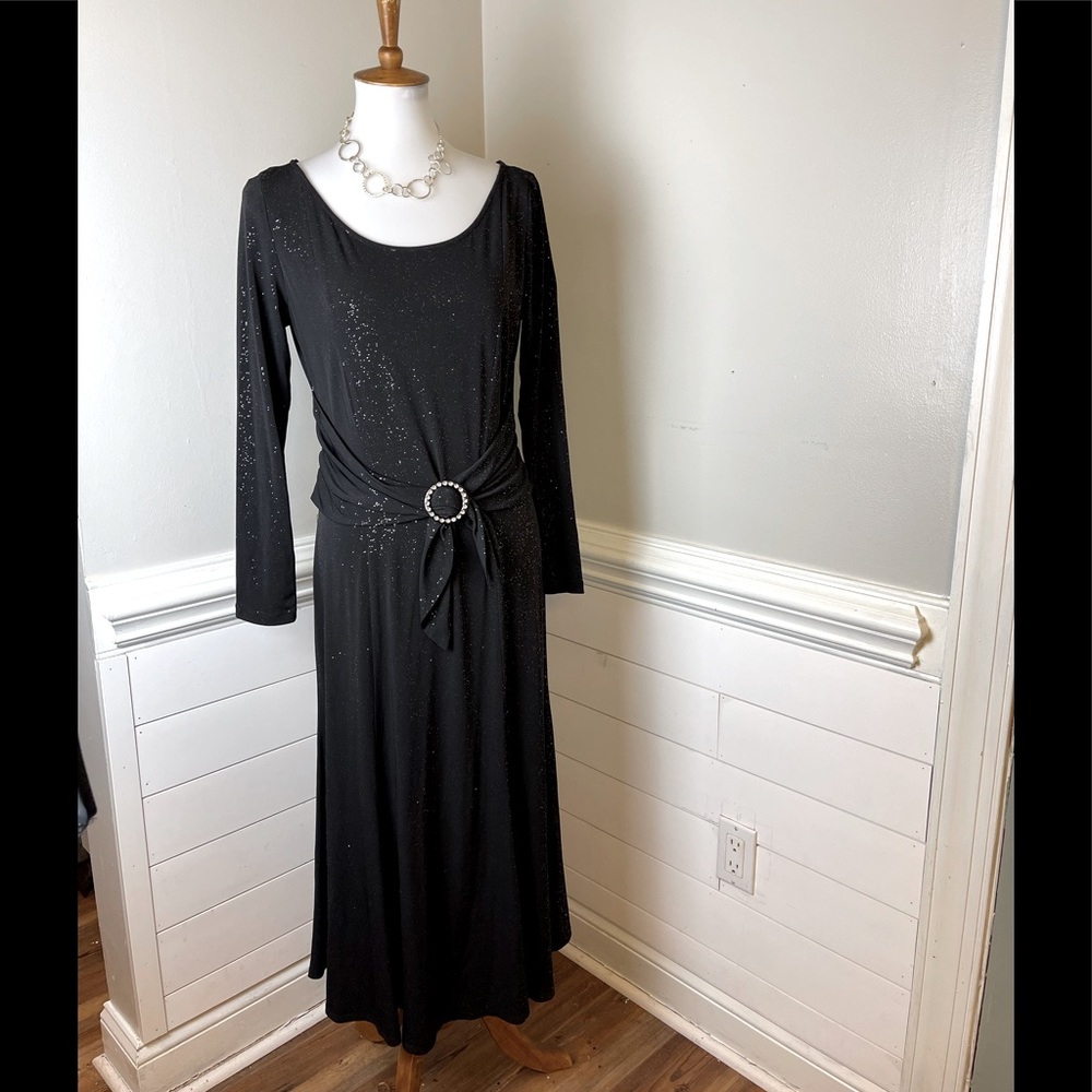 Perceptions New York Beautiful Black Silver Glittered Dress 10 FREE SHIP